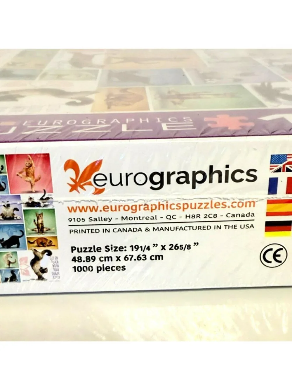 EuroGraphics Yoga Cats 1000 Piece Puzzle Made In USA 19 1/4
